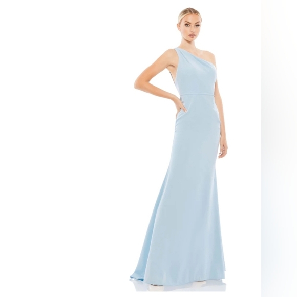 Ieena for Mac Duggal,‎ One Shoulder Mermaid Gown, Powder Blue, Size 6, NWT - Picture 4 of 16
